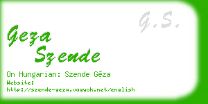 geza szende business card