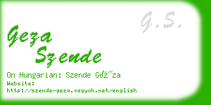 geza szende business card